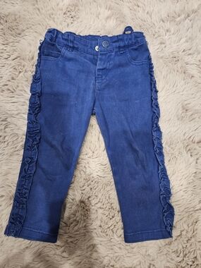 Girls' Ruffle-Trim Dark Blue Jeans
